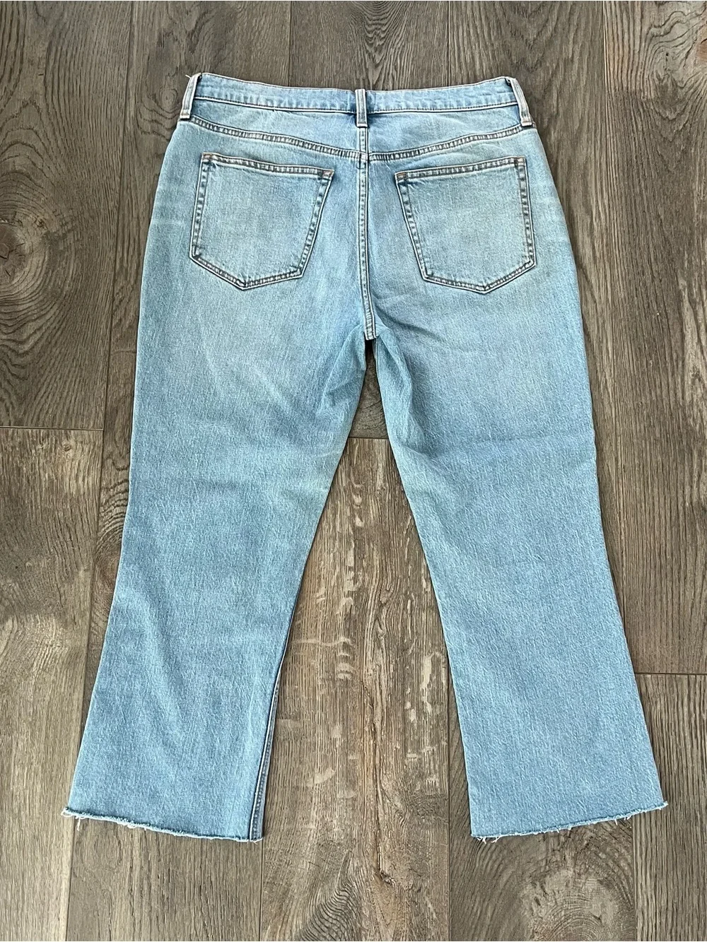 J CREW Mid-Rise Flare Crop Raw Hem Denim Jeans Size 29